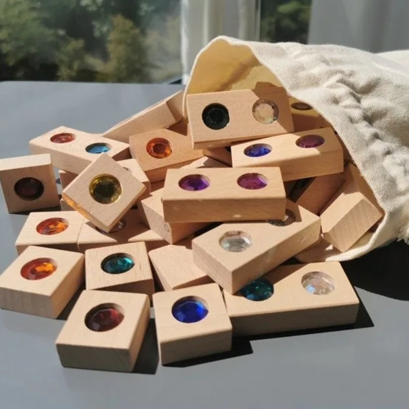 Sparkling Wooden Gem Blocks