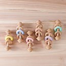 Wooden Baby Rattle with Silicone and Wooden Rings