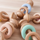 Wooden Baby Rattle with Silicone and Wooden Rings