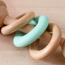 Wooden Baby Rattle with Silicone and Wooden Rings