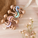 Wooden Baby Rattle with Silicone and Wooden Rings
