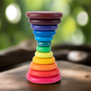 Rainbow Wooden Stacking Pebbles