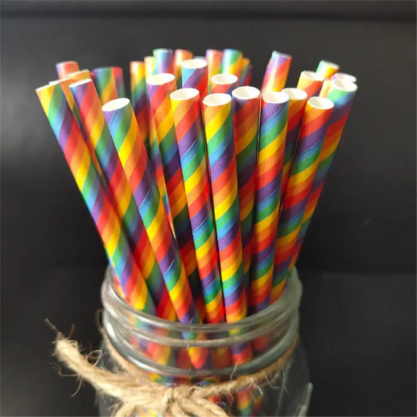 50pcs Eco-Friendly Rainbow Paper Straws