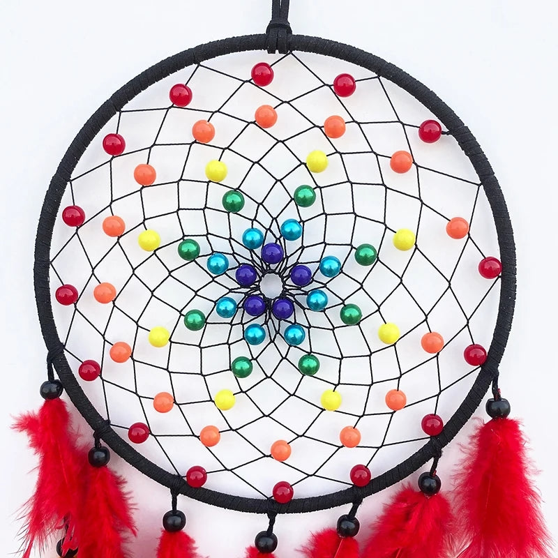 Handmade Rainbow Feather Dream Catcher