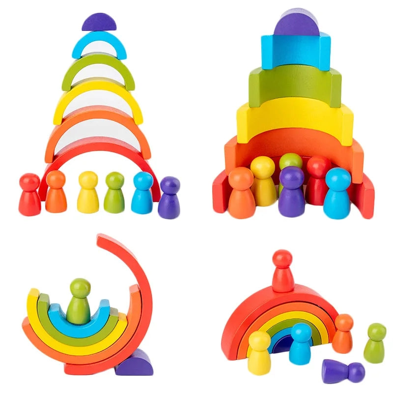 Premium Wooden Rainbow Stacking Arch Toy