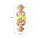 Wooden Baby Rattle with Silicone and Wooden Rings