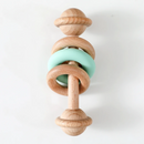 Wooden Baby Rattle with Silicone and Wooden Rings