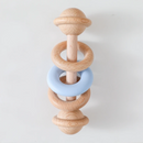 Wooden Baby Rattle with Silicone and Wooden Rings