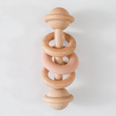 Wooden Baby Rattle with Silicone and Wooden Rings