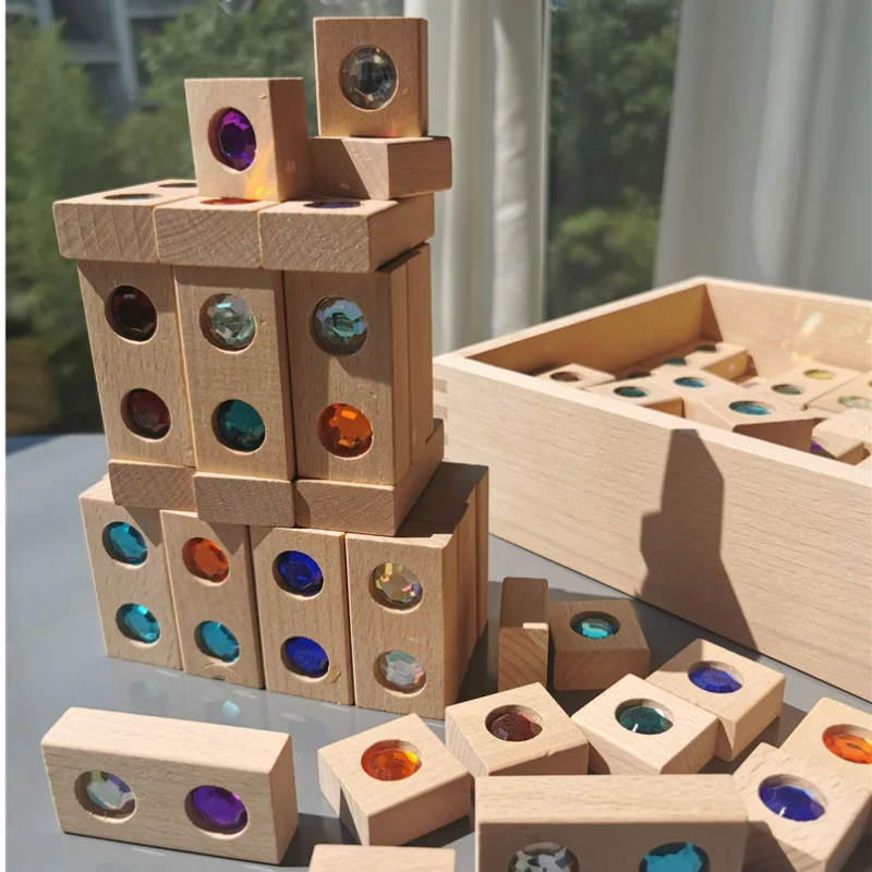 Sparkling Wooden Gem Blocks