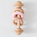 Wooden Baby Rattle with Silicone and Wooden Rings