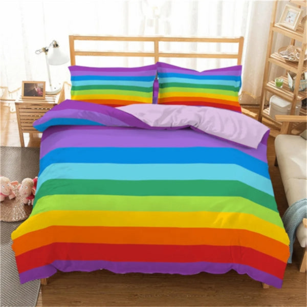 Rainbow Stripe Quilt Cover Bedding Set